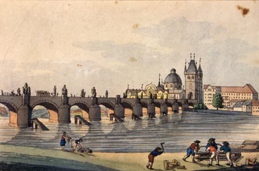 Blick auf die Karlsbrücke von der Kampa-Insel, Prag